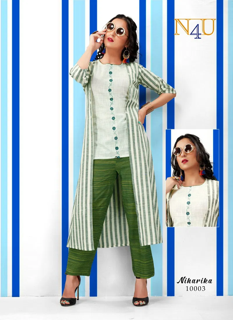 N4u Niharika Latest Fancy Designer  South Cotton Handloom Exclusive Fancy Kurti Collection